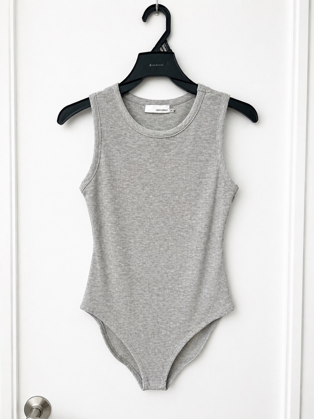Heatherly Ribbed Gray Sleeveless Bodysuit